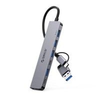 ORICO HUB adapter YSA7-U3 USB / USB-C – 4× USB 2.0 / 1× USB 3.0 / 2× USB-C, sivi