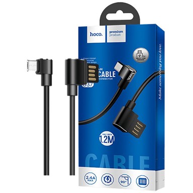 HOCO USB Kabel za smartphone, micro USB, kutni 90°, 1.2 met ,crna