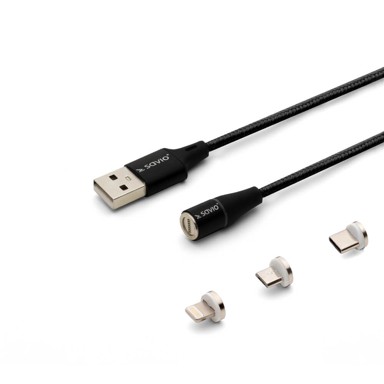 SAVIO USB kabel CL-155, 2 m, USB 2.0, USB-C / Micro USB / Lightning, crni