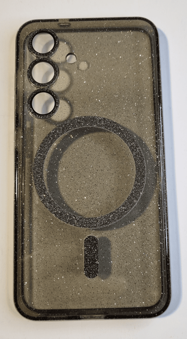 ONASI Silikonska maskica, Samsung Galaxy S25 5G, Glitter MagSafe, prozirno-crna s glitterom