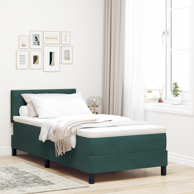 Box Spring krevet s madracem, tamnozeleni, 90x200 cm, baršun