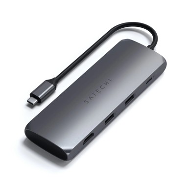 SATECHI Docking stanica HYBRID MULTIPORT, USB-C, 2x USB-A, 1x USB-C, 1x HDMI, sivi