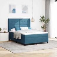 Krevet s boxspring madracem, 140 x 190 cm, baršun, plavi