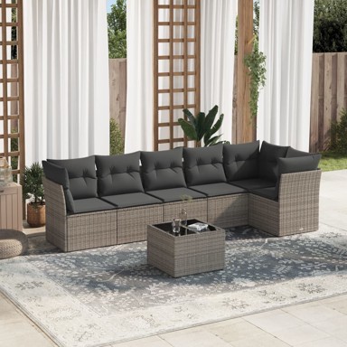 7-dijelni set vrtnih sofa sivi od poliratana
