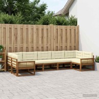 Set vanjskih sofa s jastukom, 7 kom, prirodna i krem