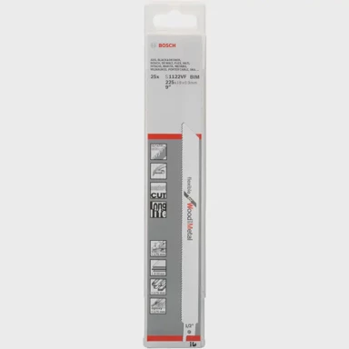 BOSCH List sabljaste pile S 1122 VF, za drvo i metal, 225 mm, 25 kom
