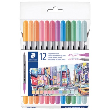STAEDTLER Flomaster 3200 C12PA obostrani pastel 12 boja