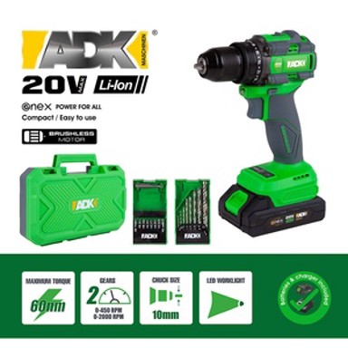 ADK akumulatorska udarna bušilica ENEX 20 V, SF4E103, 1 x 2,0 Ah