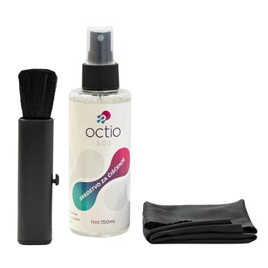 OCTIO Sredstvo za čišćenje S03, za ekrane, krpica, četkica, sprej, 150ml