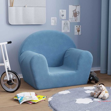 Dječja sofa, mekani pliš, plava