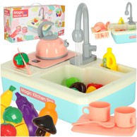 Dječji sudoper za suđe s priborom, kuhalo za vodu, indukcijska ploča, XXL, plavi