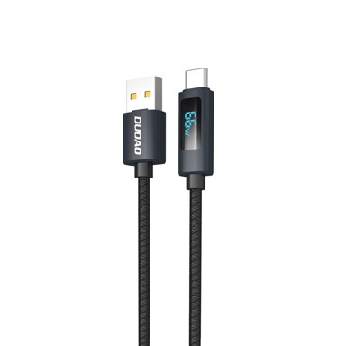 DUDAO L7T kabel USB-A – USB-C, 66 W, LED zaslon, 1 m, crni