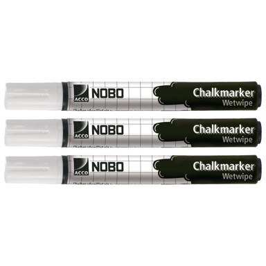 NOBO Marker-kreda za staklo 34438398, 4 mm, PK3, bijeli