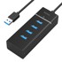 DELTACO USB hub 3.0, 4x USB-A, aluminijski, crni 
