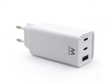 EWENT Zidni punjač EW1323, GaN, 65 W, 2x USB-C, 1x USB-A QC 3.0, bijeli