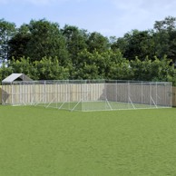 Vanjski kavez za pse s krovom srebrni 10x8x2,5m pocinčani čelik