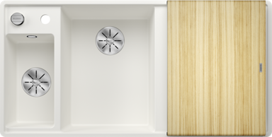 BLANCO Sudoper Axia III 6 S-F InFino, Silgranit, bazen lijevo, daska drvo, glečer bijela
