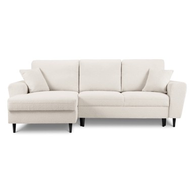 COSMOPOLITAN DESIGN Bež sklopiva/s prostorom za odlaganje kutna garnitura od bouclé tkanine (s lijevim kutom/s ležaljkom) Kyoto, 241x145x88 cm