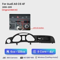 CarPlay Android Auto auto radio multimedijski sustav za Audi A6 C6 4F, 6GB, 128GB, MMI 3G, BK