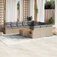12-dijelni set vrtnih sofa s jastucima bež od poliratana