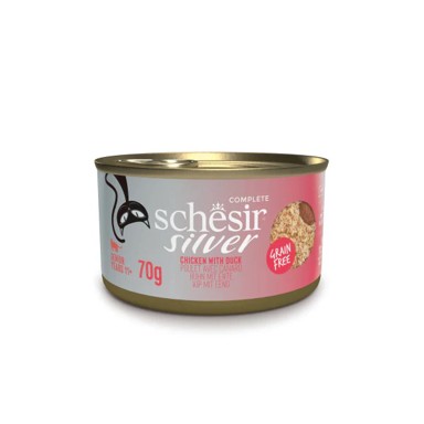 SCHESIR Hrana za mačke Cat Silver Senior, piletina s patkom, konzerva 70 g