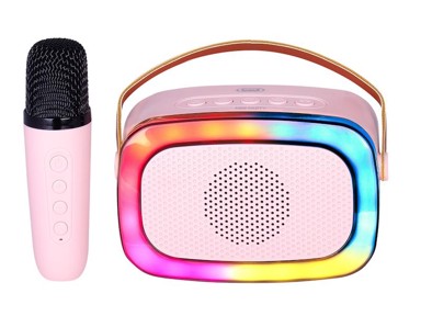 TREVI Karaoke 10W, mini dimenzije, disco rasvjeta, mikrofon, roze