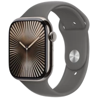 APPLE Pametni sat S10 4G, 46mm, Natural Titanium, sivi gumeni remen, S/M