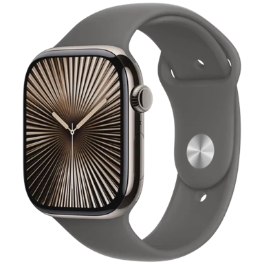 APPLE Pametni sat S10 4G, 46mm, Natural Titanium, sivi gumeni remen, S/M