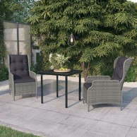 3 dijelni vrtni blagovaonski set svjetlosivi, dužina stola 80 cm