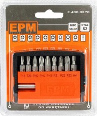 Set bitova za odvijač s magnetskim držačem E-400-0370, 9 kom.