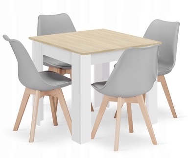 Set stol i stolice, 80 x 80 cm, 4 stolice MARK, siva