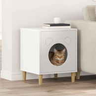 Mačja kuća, bijela, 42,5 × 40 × 53 cm, konstruirano drvo