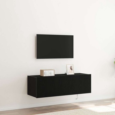 TV zidni ormar s LED svjetlima, crni hrast, 100x35x31 cm