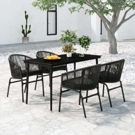 Vrtna garnitura, 5-dijelni set crni, dužina stola 140 cm, crna