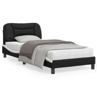 Okvir kreveta s LED svjetlom crno-bijeli 90x200 cm umjetna koža
