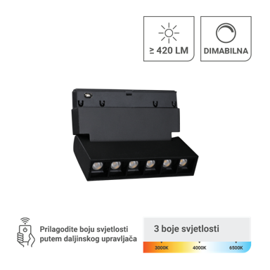 GREEN TECH LED magnetna svjetiljka MT03-20-6W-3CCT, 6 W, 3CCT, crna