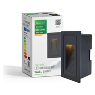 GREEN TECH LED ugradna zidna svjetiljka Ugs-P-Bk-3W 3 W 240 lm IP44, crna