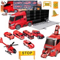 WOOPIE TOYS Set kamion transporter 3u1, crveni, 11 kom