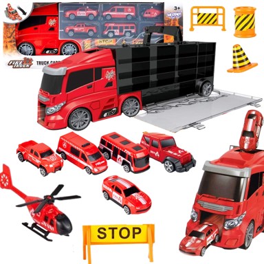 WOOPIE TOYS Set kamion transporter 3u1, crveni, 11 kom