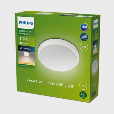 PHILIPS plafonjera Doris 6 W, 2700 K, IP54, bijela