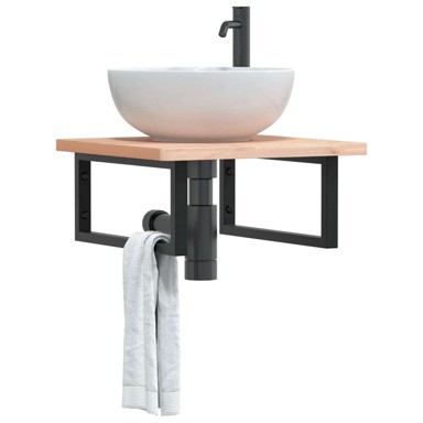 Pravokutni nosači polica za lavabo-umivaonik, 20 x 45 cm, crni, čelični, 2 komada