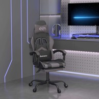 Gaming stolica, umjetna koža, s osloncem za noge, crna i siva, 1 komad