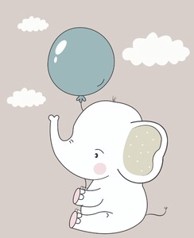 ESSENZA Posteljina za bebe 2/1, 90 x 130 + 40 x 50 cm, slon