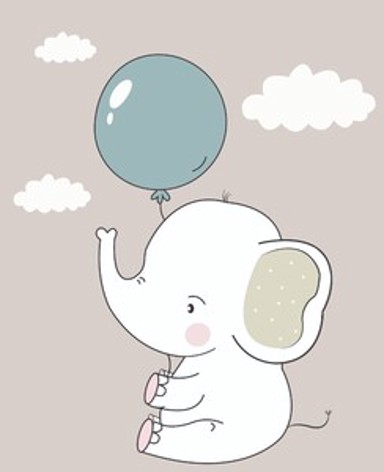ESSENZA Posteljina za bebe 2/1, 90 x 130 + 40 x 50 cm, slon