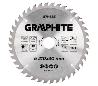 GRAPHITE List kružne pile 57H683 210x30 mm 40 zuba