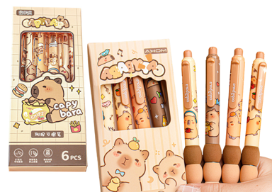 Kapibara set kemijskih olovaka, 6 komada, plava tinta