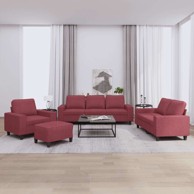 Set sofa 4-dijelni s tabureom, vino crvena