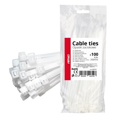 AMIO Kabelske vezice 4,8×200 100 kom, bijele