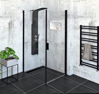 POLYSAN Tuš kabina ZOOM BLACK, pravokutna, 800 x 900 mm, L/P varijanta, bezokvirna, Antidrop staklo