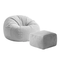 COMFY 3.0 Fotelja od samta s tabureom i osloncem za noge, siva